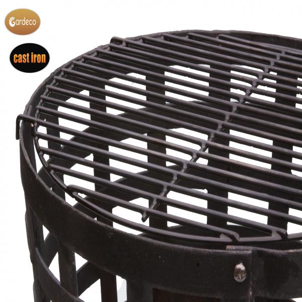 Gardeco Aragon Cast Iron Fire Basket, with BBQ Grill