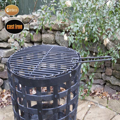 Gardeco Aragon Cast Iron Fire Basket, with BBQ Grill