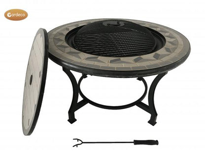 Gardeco Calenta Fire Pit with BBQ Grill and Lid