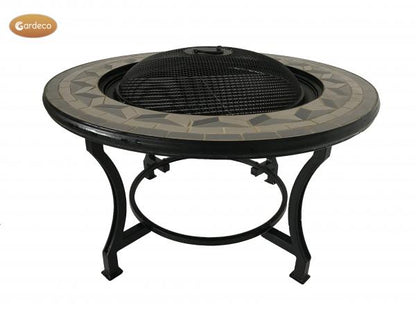 Gardeco Calenta Fire Pit with BBQ Grill and Lid