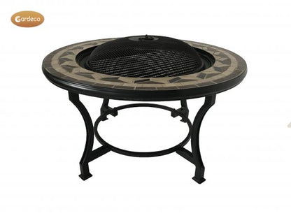 Gardeco Calenta Fire Pit with BBQ Grill and Lid