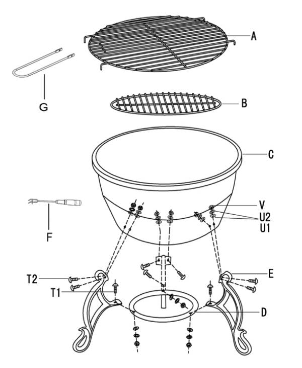 Gardeco Elidir Cast Iron Fire Bowl, Including BBQ Grill