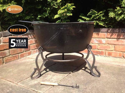 Gardeco Meredir XL Cast Iron Fire Bowl with BBQ Grill