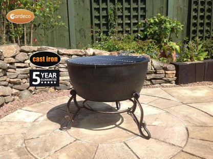 Gardeco Meredir XL Cast Iron Fire Bowl with BBQ Grill