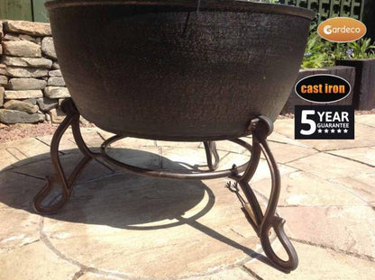 Gardeco Meredir XL Cast Iron Fire Bowl with BBQ Grill